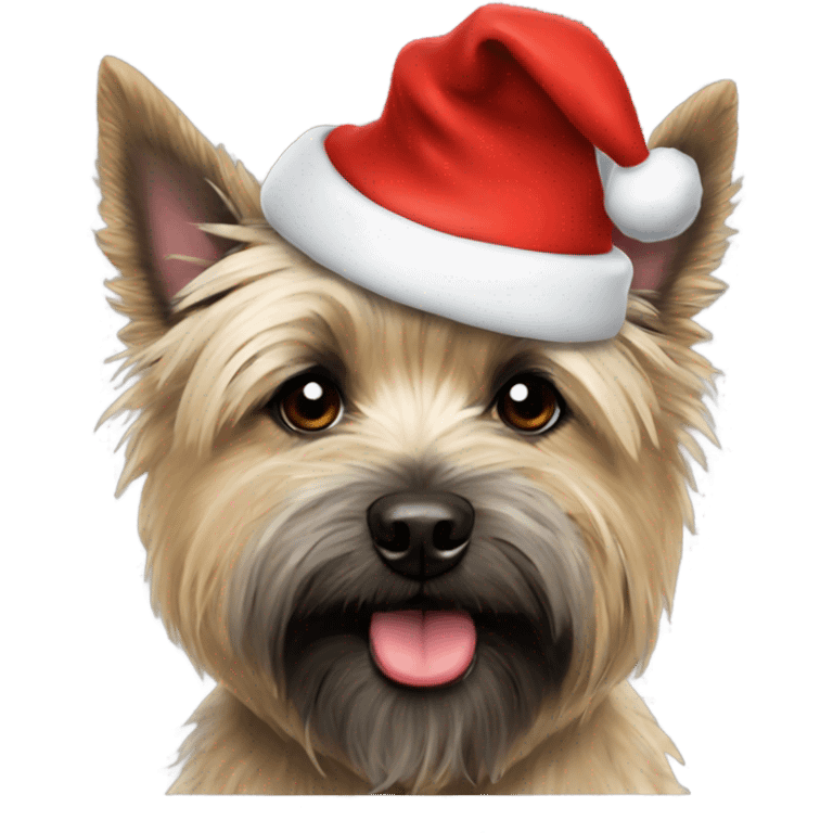 Cairn terrier wearing Santa hat emoji