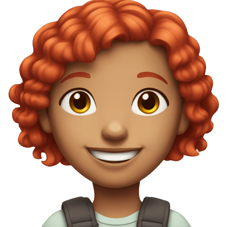 Cute cartoon girl with red hair smiles emoji