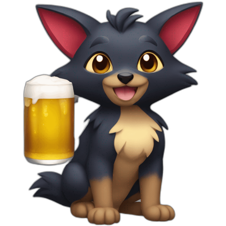 Zorua-drink-beer emoji