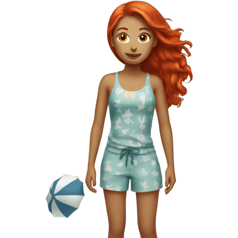 Redhead girl on beach emoji