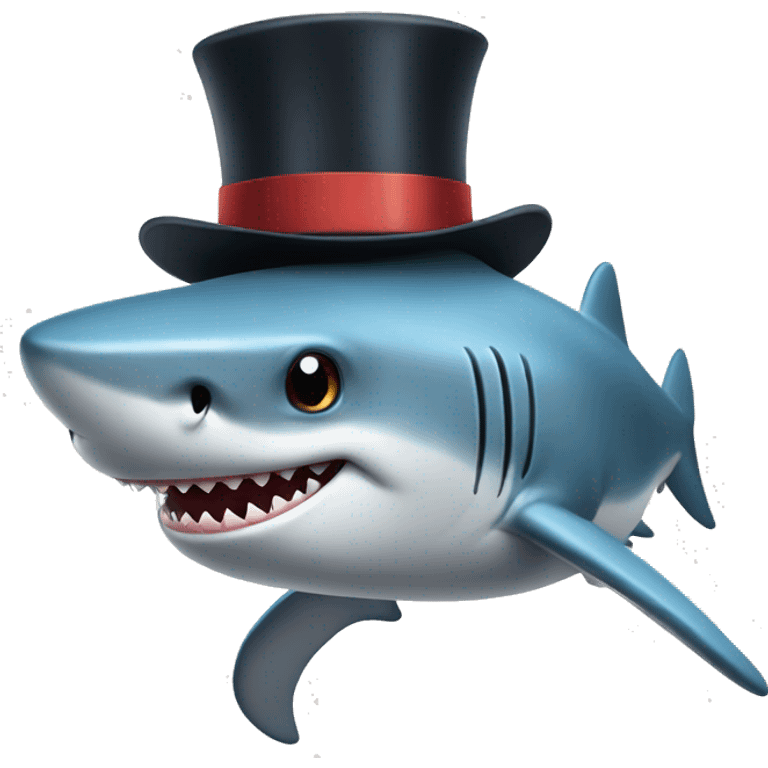 Shark with a top hat emoji