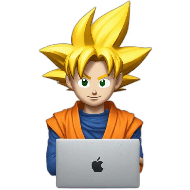 Goku with a mac book  emoji