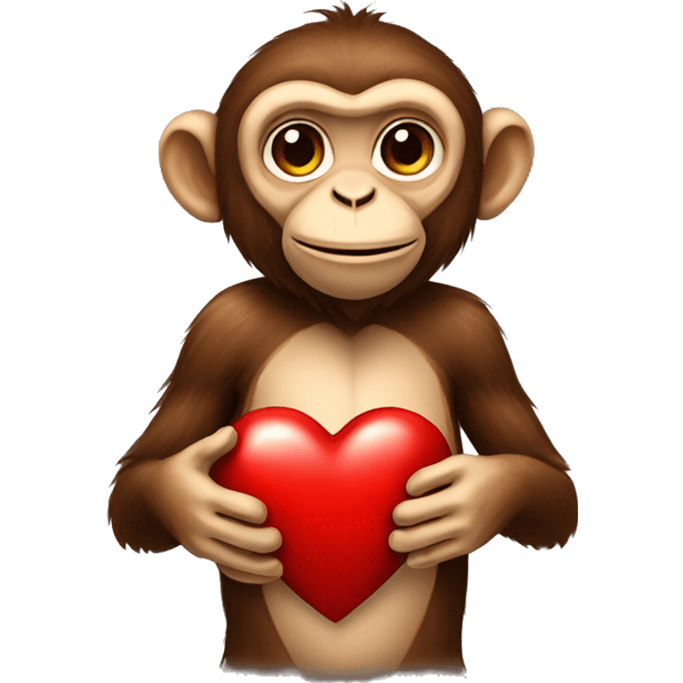 A monkey holding a heart  emoji