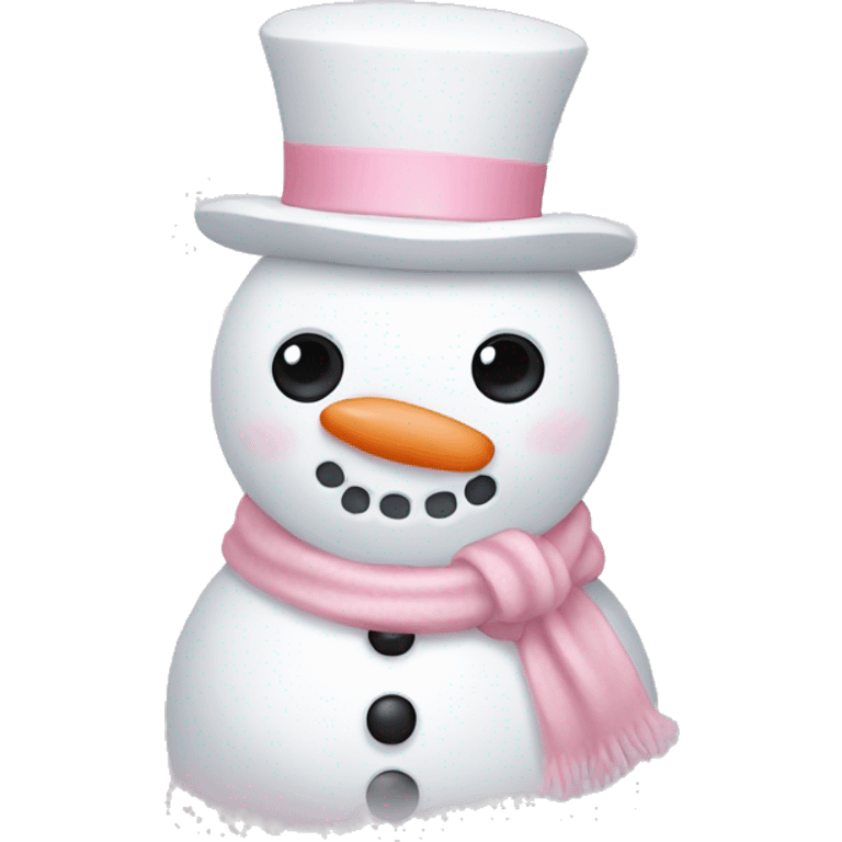 Cute white and light pink snowman emoji