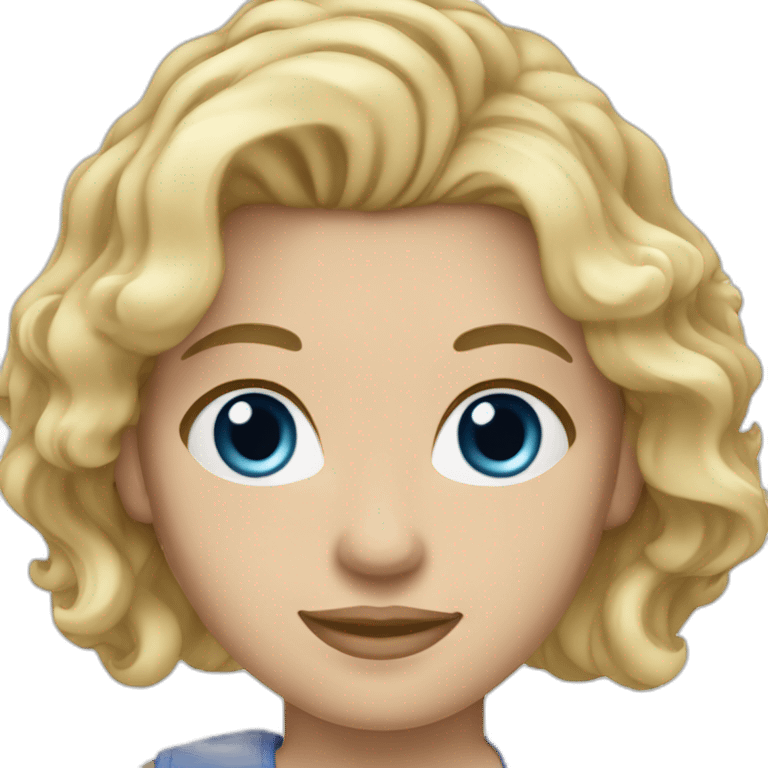 caucasian wavy blonde medium haired blue eyed woman emoji