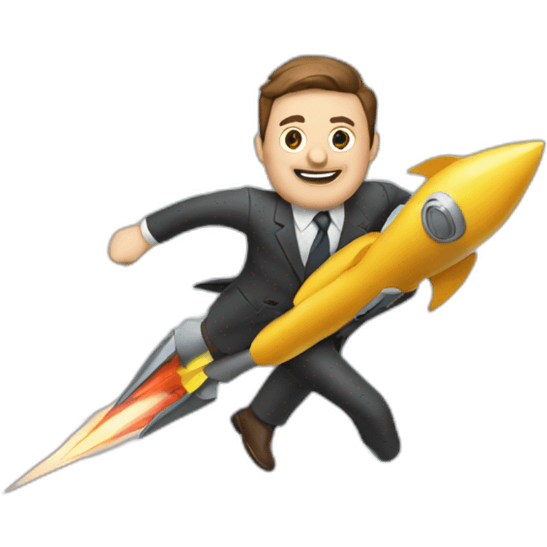 suit man flying rocket emoji