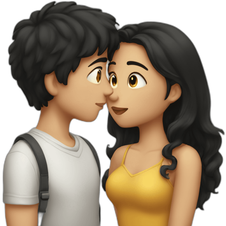 Girl kissing boy with dark hair emoji