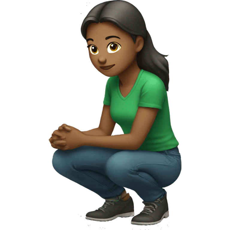 Kneeling girl wearing a green shirt  emoji