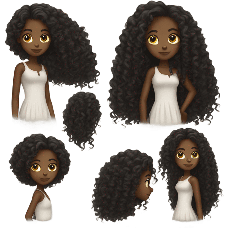 black girl with long curly hair  emoji