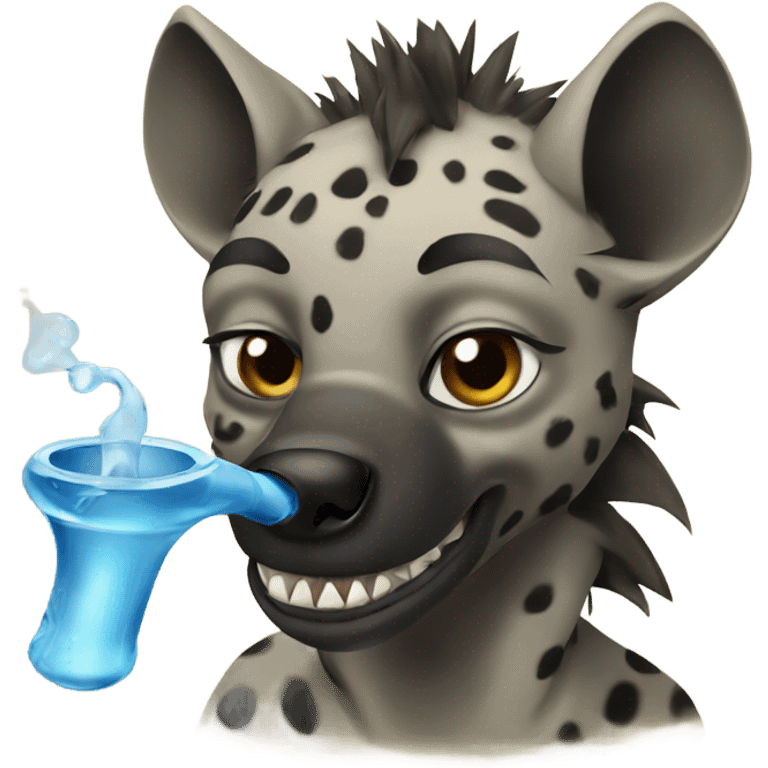 Hyena smoking water pipe emoji