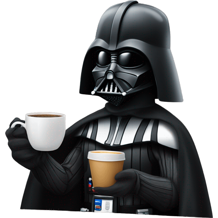 Darth Vader having coffe emoji