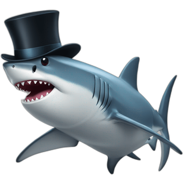 Shark with a top hat emoji