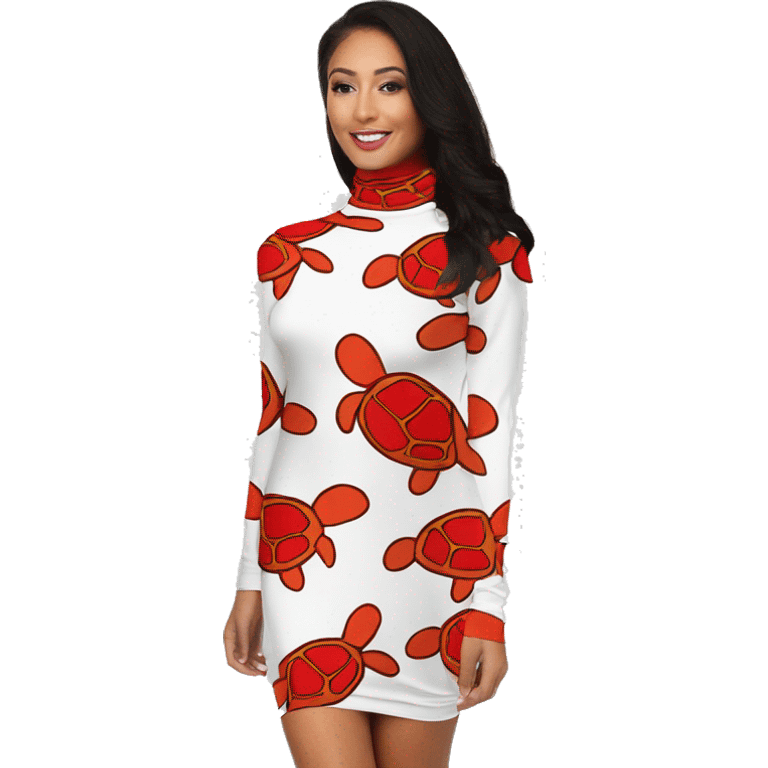 Red turtle neck long sleeve dress emoji