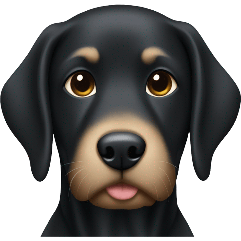 Black lab with brownish blondish blue eyed girl emoji