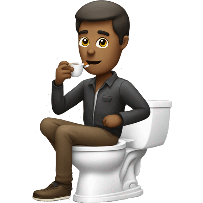 smoking a cigarette and drinking coffee on the toilet emoji