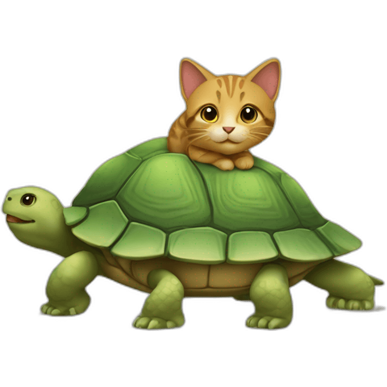 Un chat sur une tortue emoji