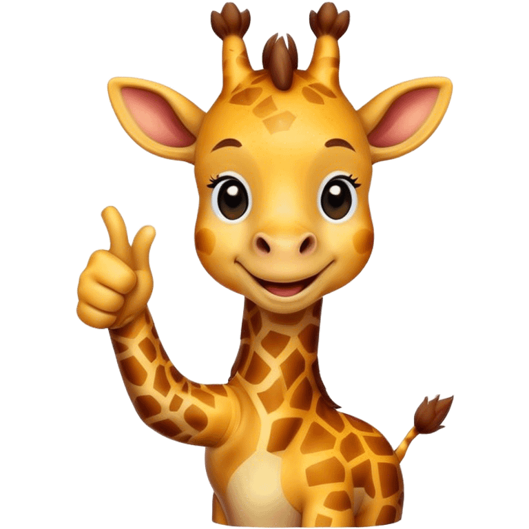 Cartoon dwarf giraffe with a smile, giving a thumbs-up emoji