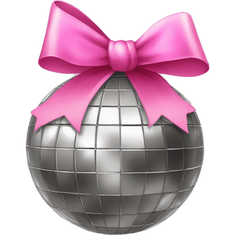 a disco ball with a pink bow emoji