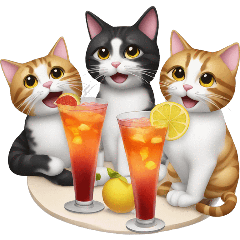 four cats clinking cocktails emoji