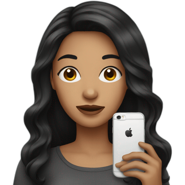 women with dark hair and smartphone emoji