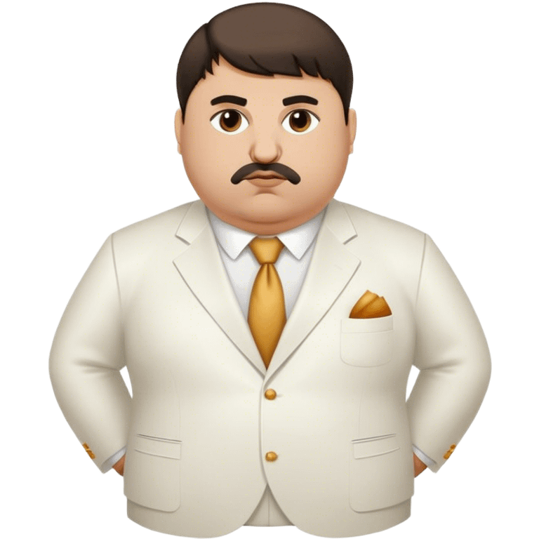 Fat Armenian oligarch with bowlcut wearing white suit emoji