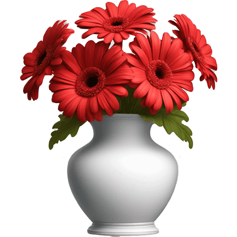 red gerberas in a white vase baroque style emoji