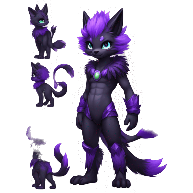 Anthro-Edgy-Cool-Black-Purple-Contrast-Colors-Fantasy-Fur-Sona-Chibi-Shiny-Fakémon-Hybrid full body emoji