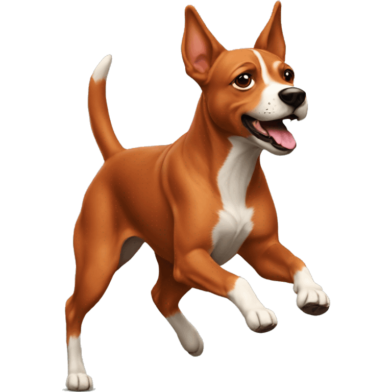 realistic solid red dog with pointed ears running emoji