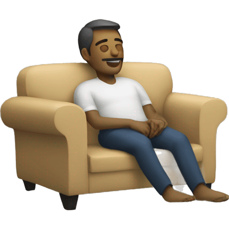 man relaxing on sofa with good neck support emoji