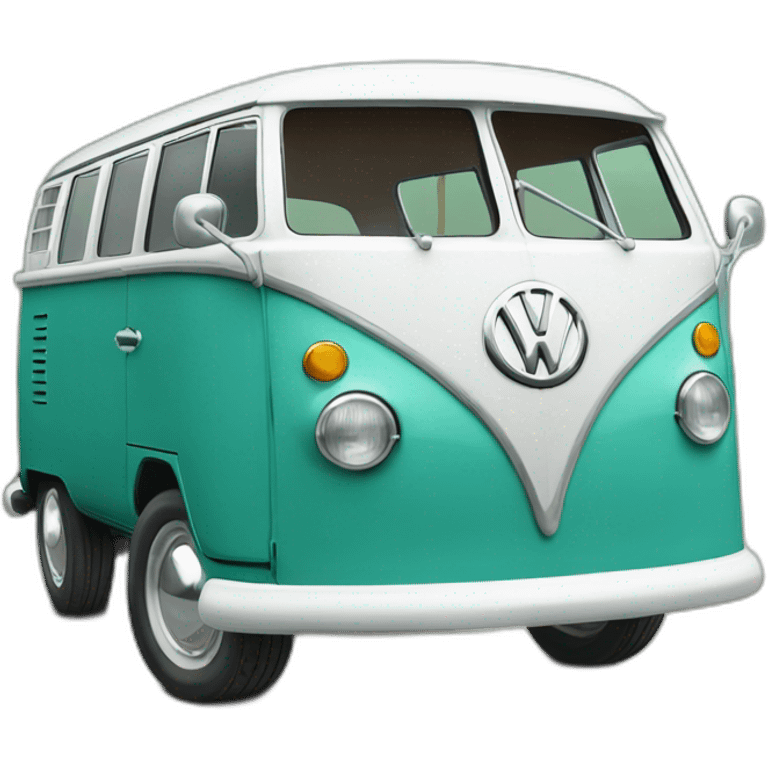 old turquoise and white vw split bus emoji