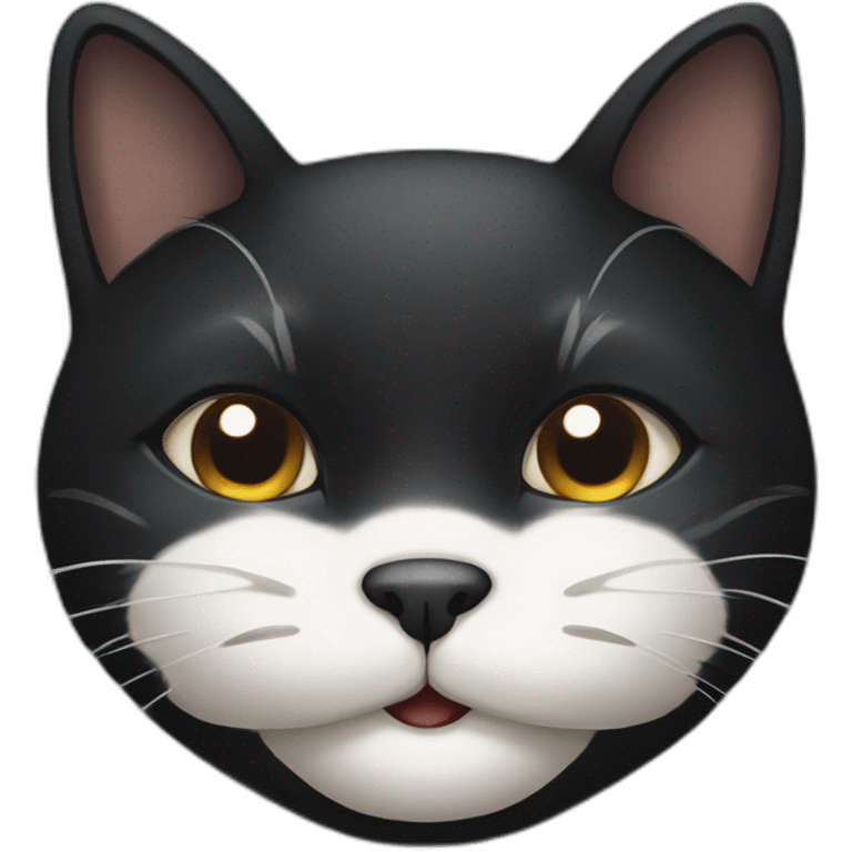 black cat with white underbelly upto chin emoji