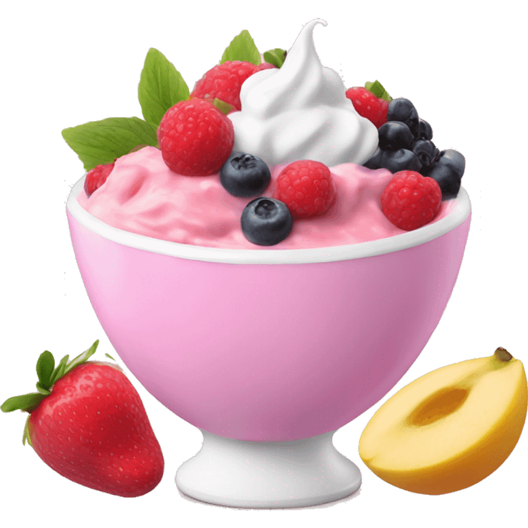 pink yogurt bowl with fruit emoji