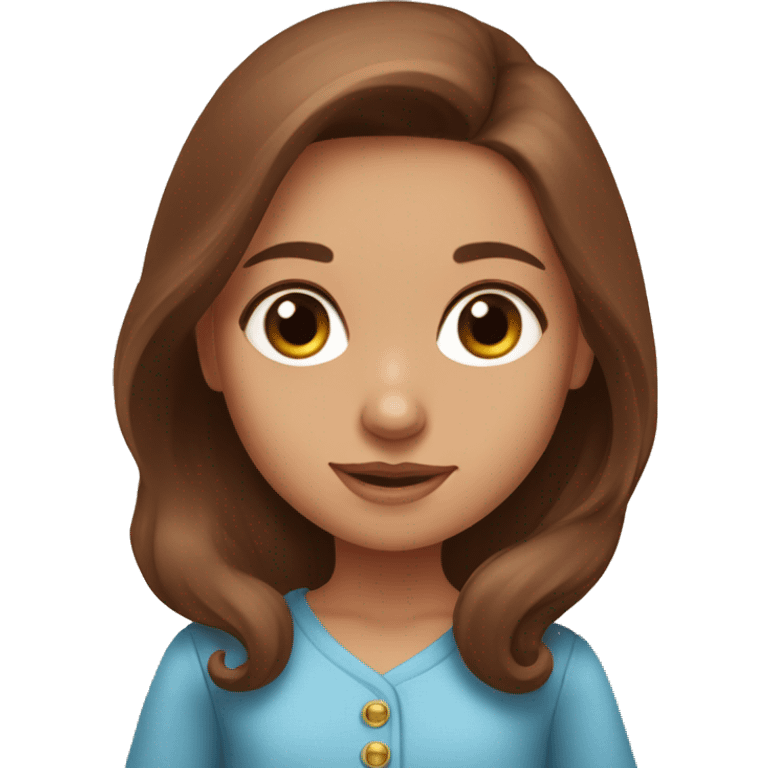 Girl with Blue eyes and Long Brown Hair with Baby dachshund  emoji