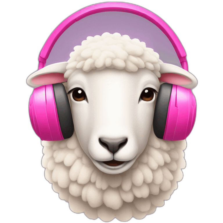 A sheep with pink headphones emoji