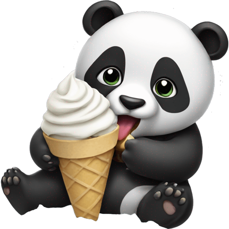 Panda eating ice cream emoji