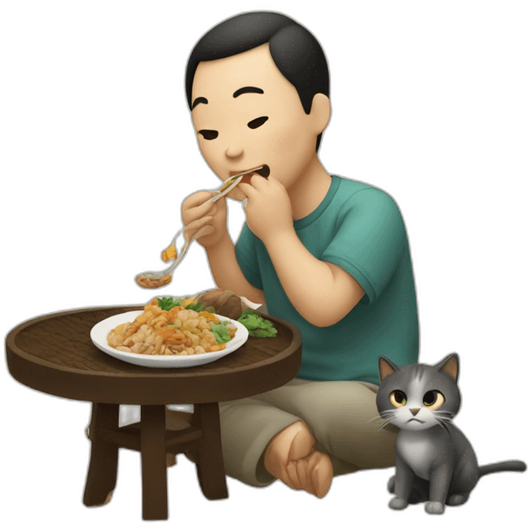 Chineses man eating a cat emoji