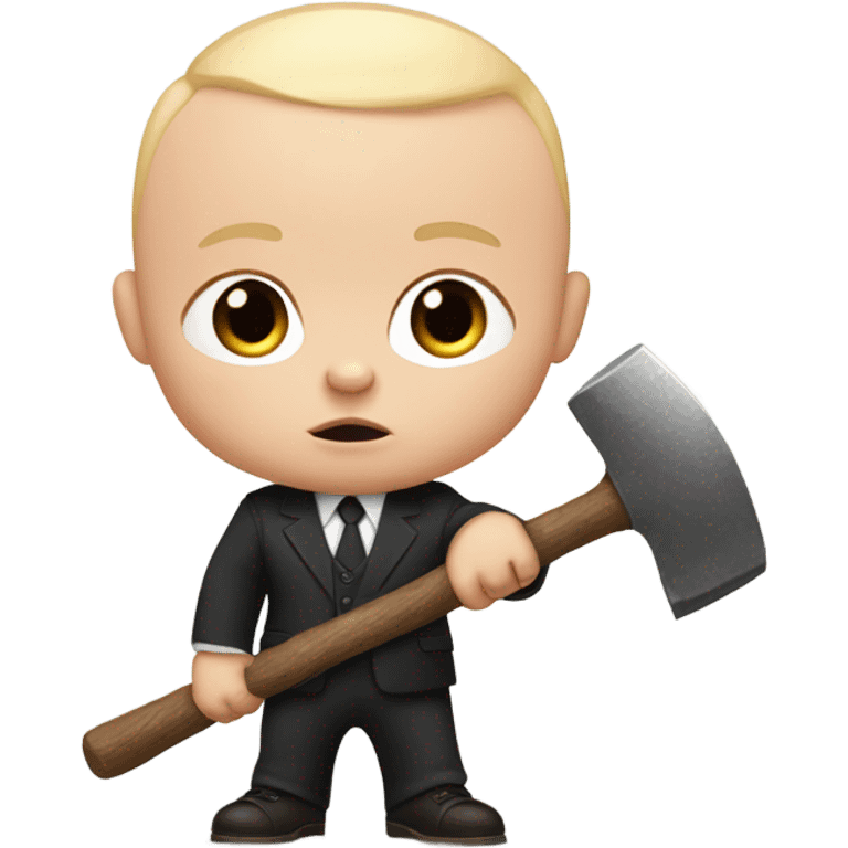 Boss baby with a big head and a tall and a hamer  emoji