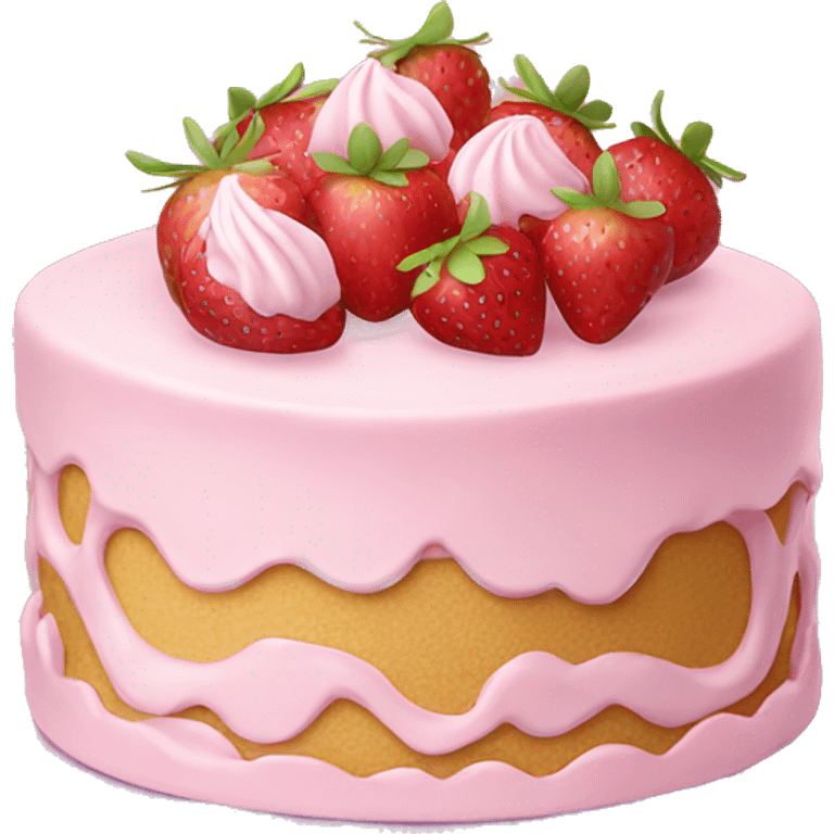 Pink strawberries and cream birthday cake  emoji