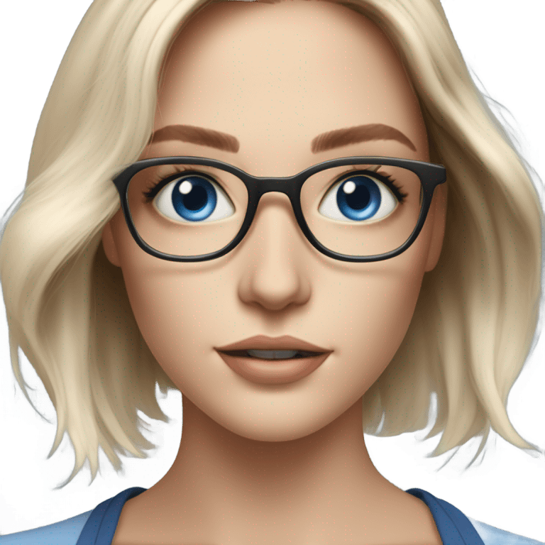 Shoulder length Balayage pale model lady with glasses and blue eyes  emoji