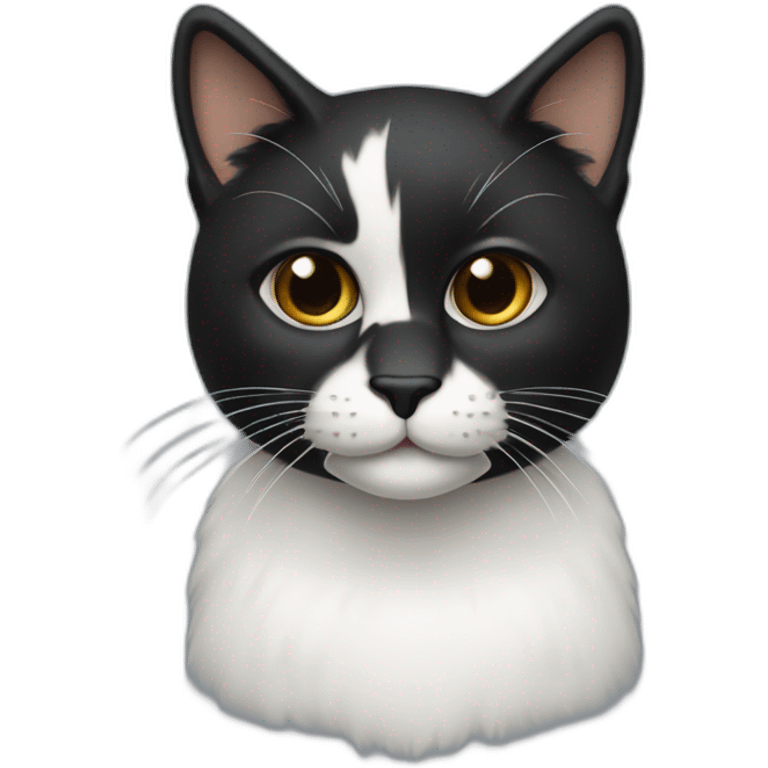 Gato peludo preto e branco emoji