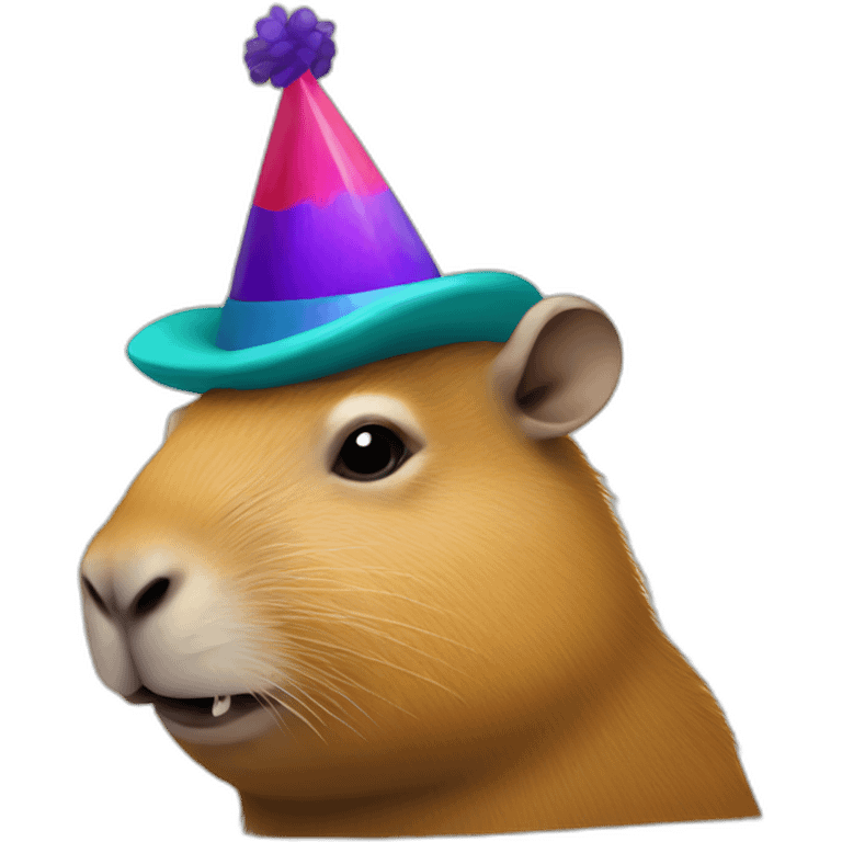 Capybara wearing a clown hat and make up emoji