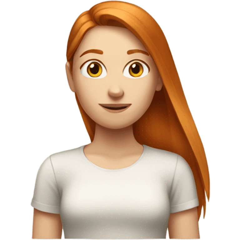 A girl has ginger, straight long hair. Her skin is white emoji