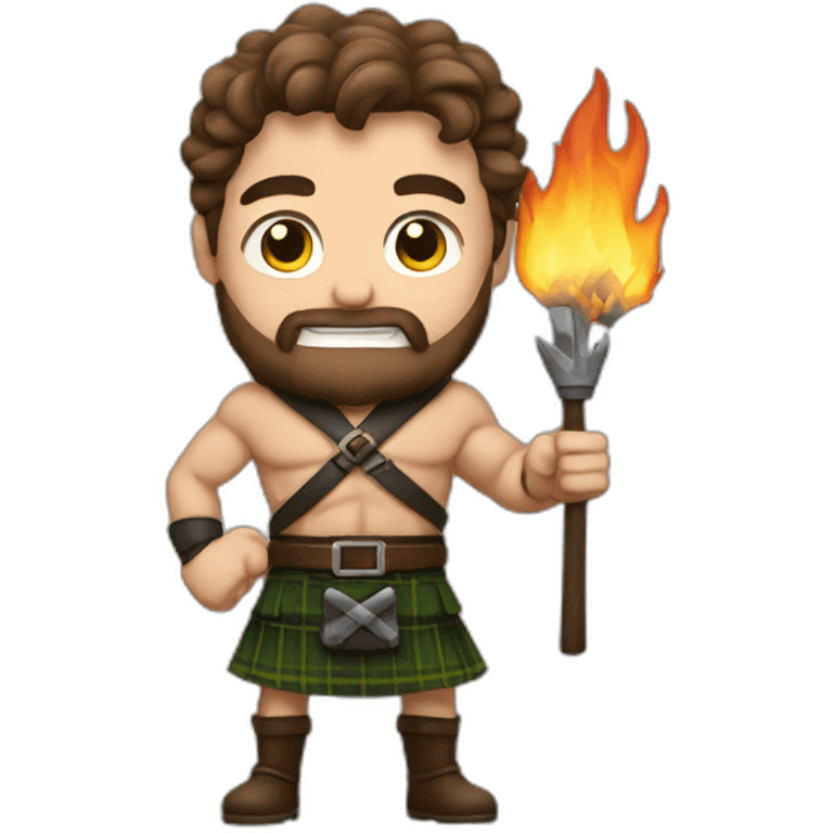 monty starting fires wearing a kilt flex big bicep brown hair emoji