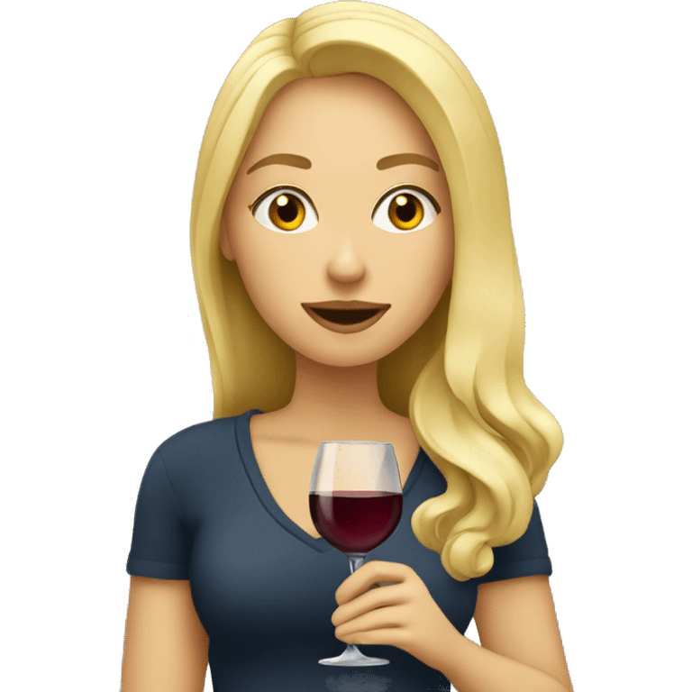 Blonde female drinking wine emoji