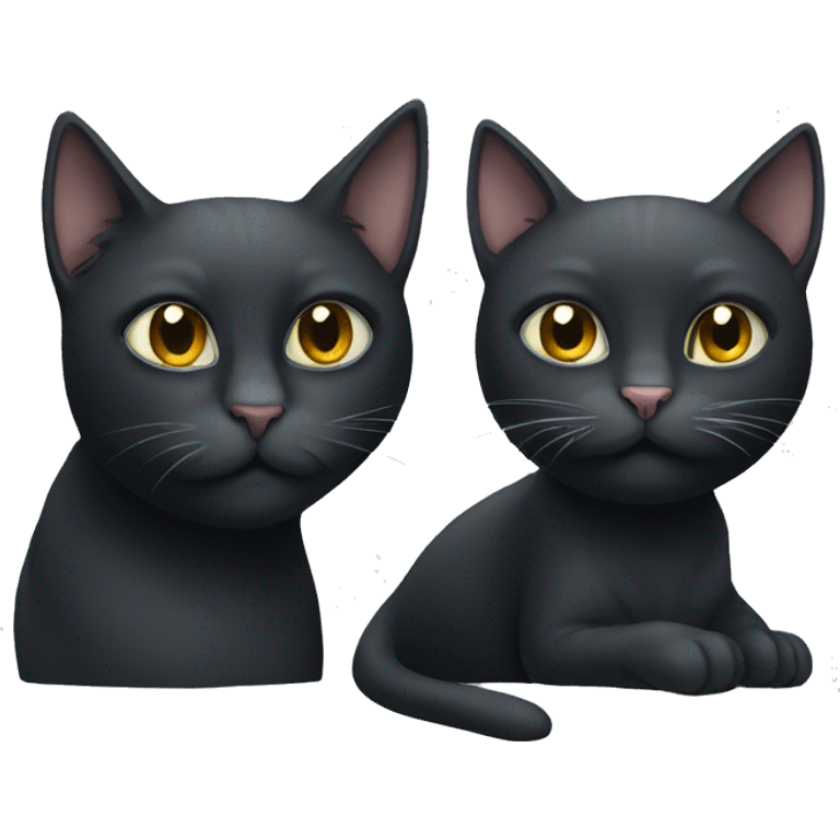 Black cat and a grey cat together emoji