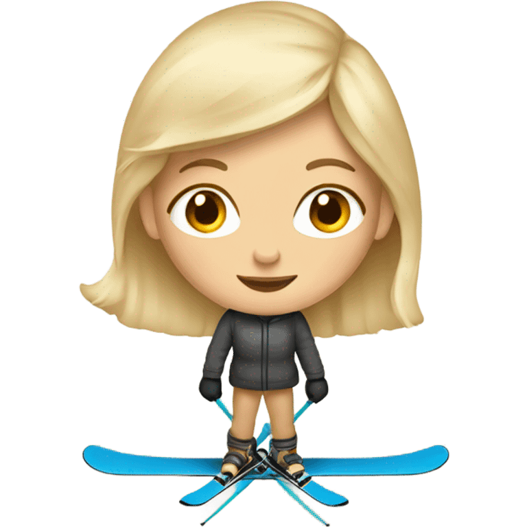 Blond girl on a beige skis emoji