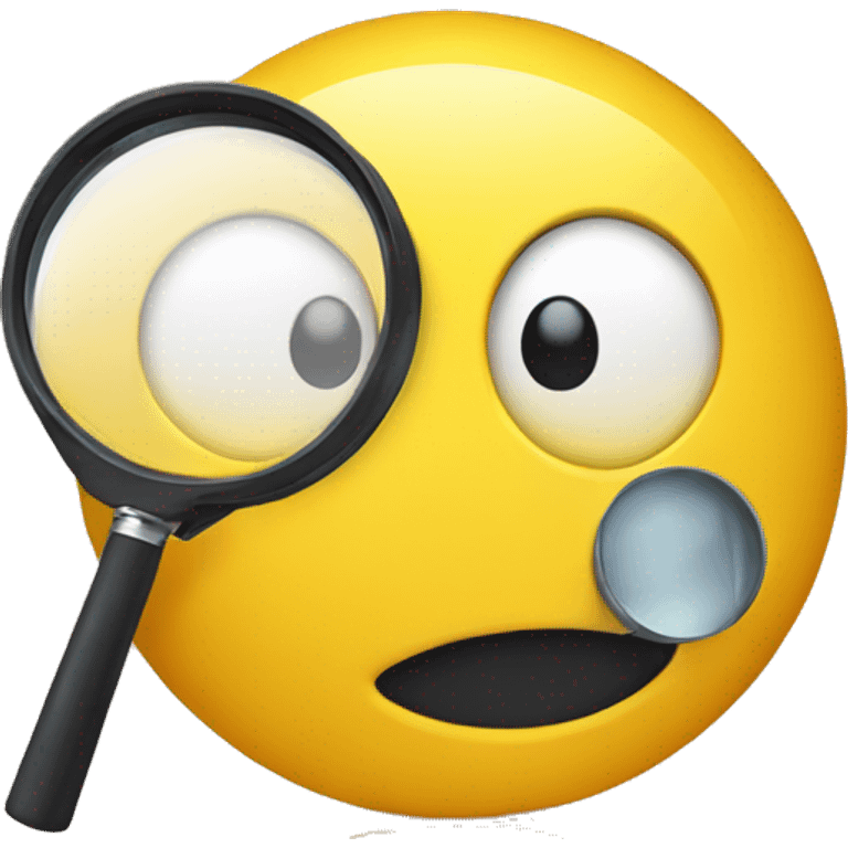 yellow emoji face with holding magnifying glass with one eye close emoji