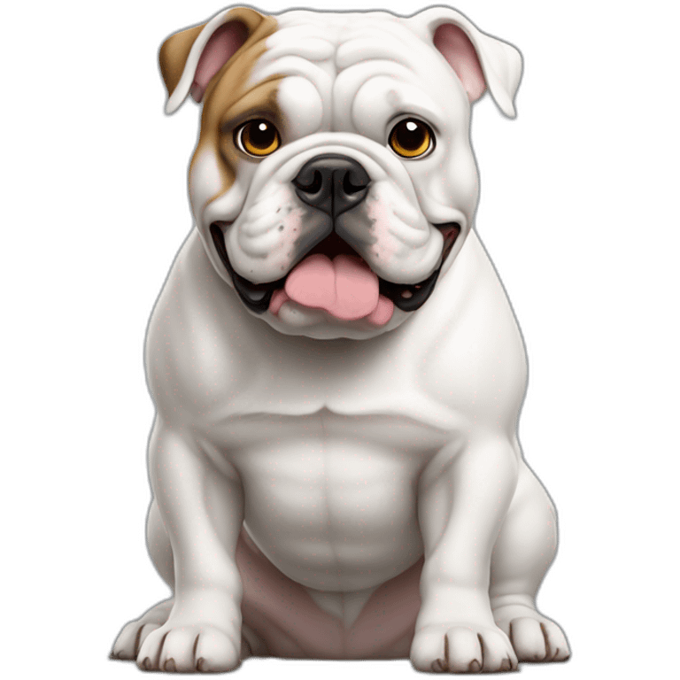 Full body white English bulldog tilted his head questioningly emoji