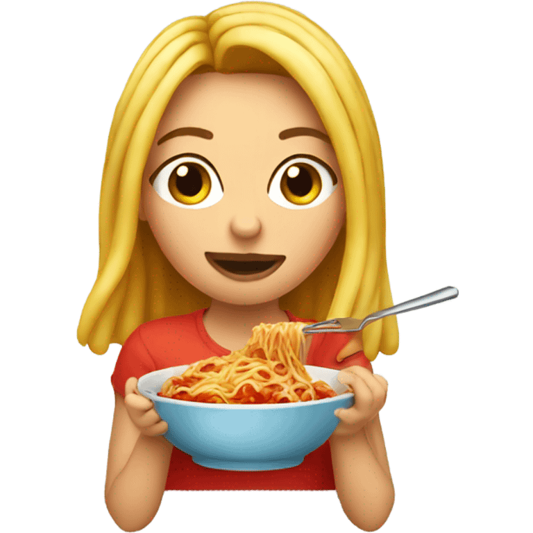 Pretty girl eating spaghetti  emoji