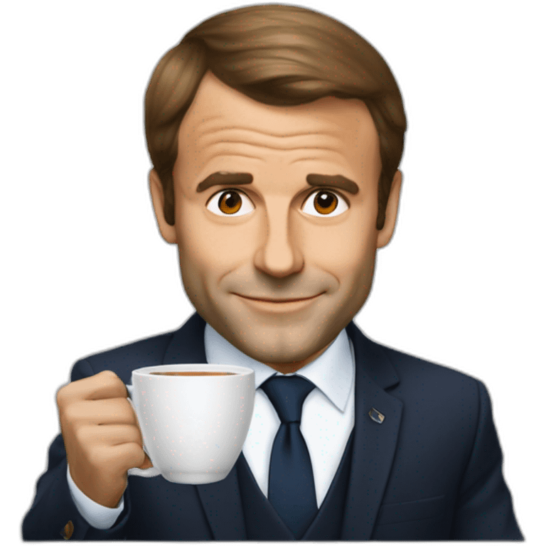 Emanuel Macron drink tea emoji